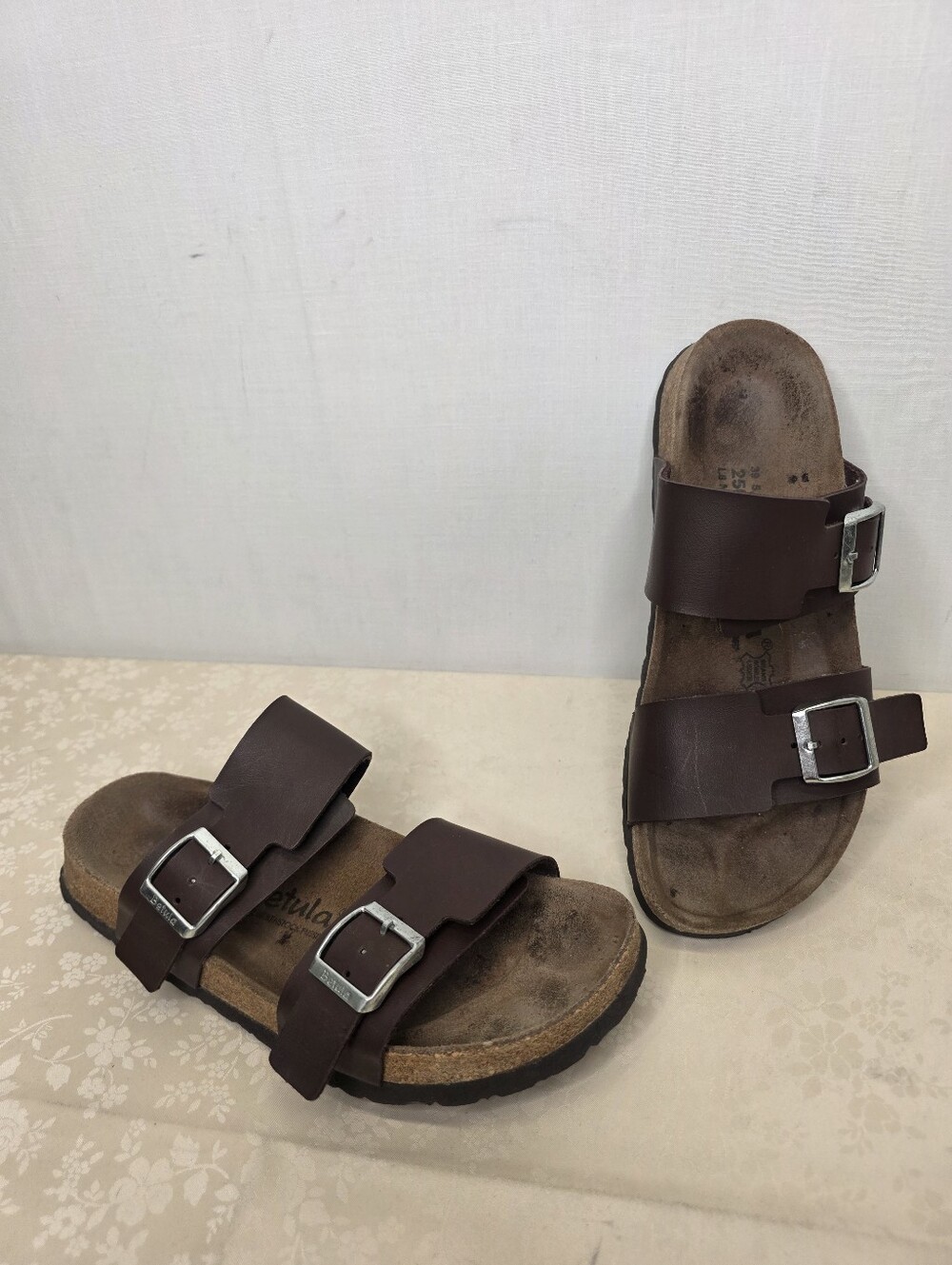 Betula by Birkenstock Double Strap Slide Sandals Brown Size 39 L8